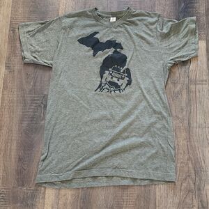 Men's Graphic Tee - Olive Green with Black Print
